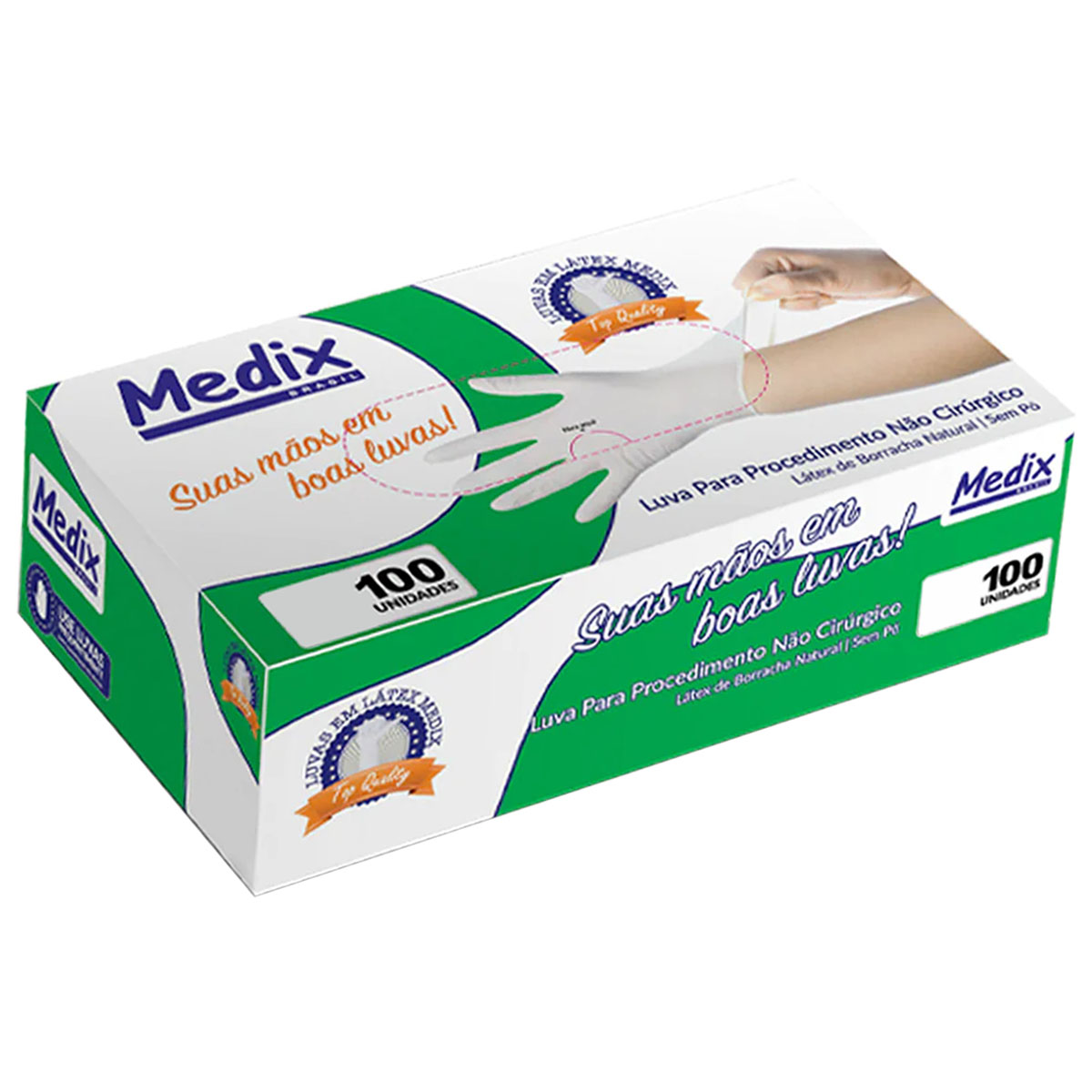 Luva Latex de Procedimento Sem Pó 100 Un Medix