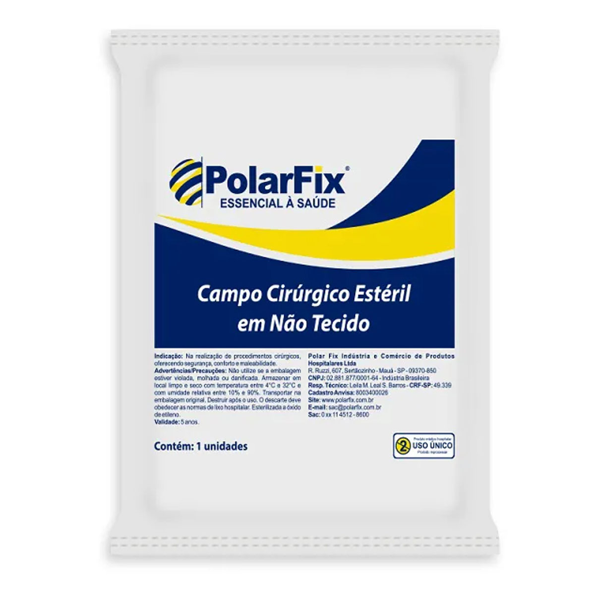 Campo Cirúrgico Fenestrado 40x40cm Estéril TNT Polarfix