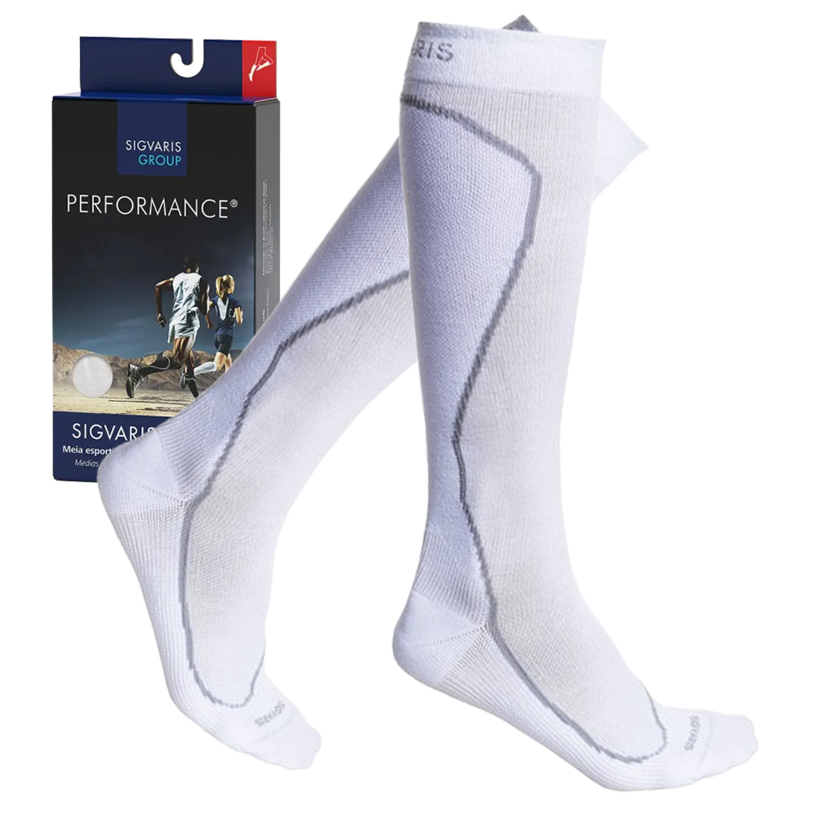 Meia Sigvaris Performance 20-30mmhg Panturrilha Ponteira Fechada Branca