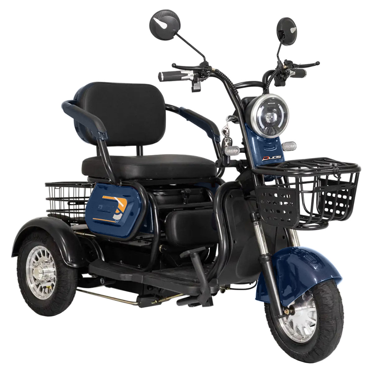 Triciclo Elétrico Duos Zube-350 500W Azul Três Assentos 