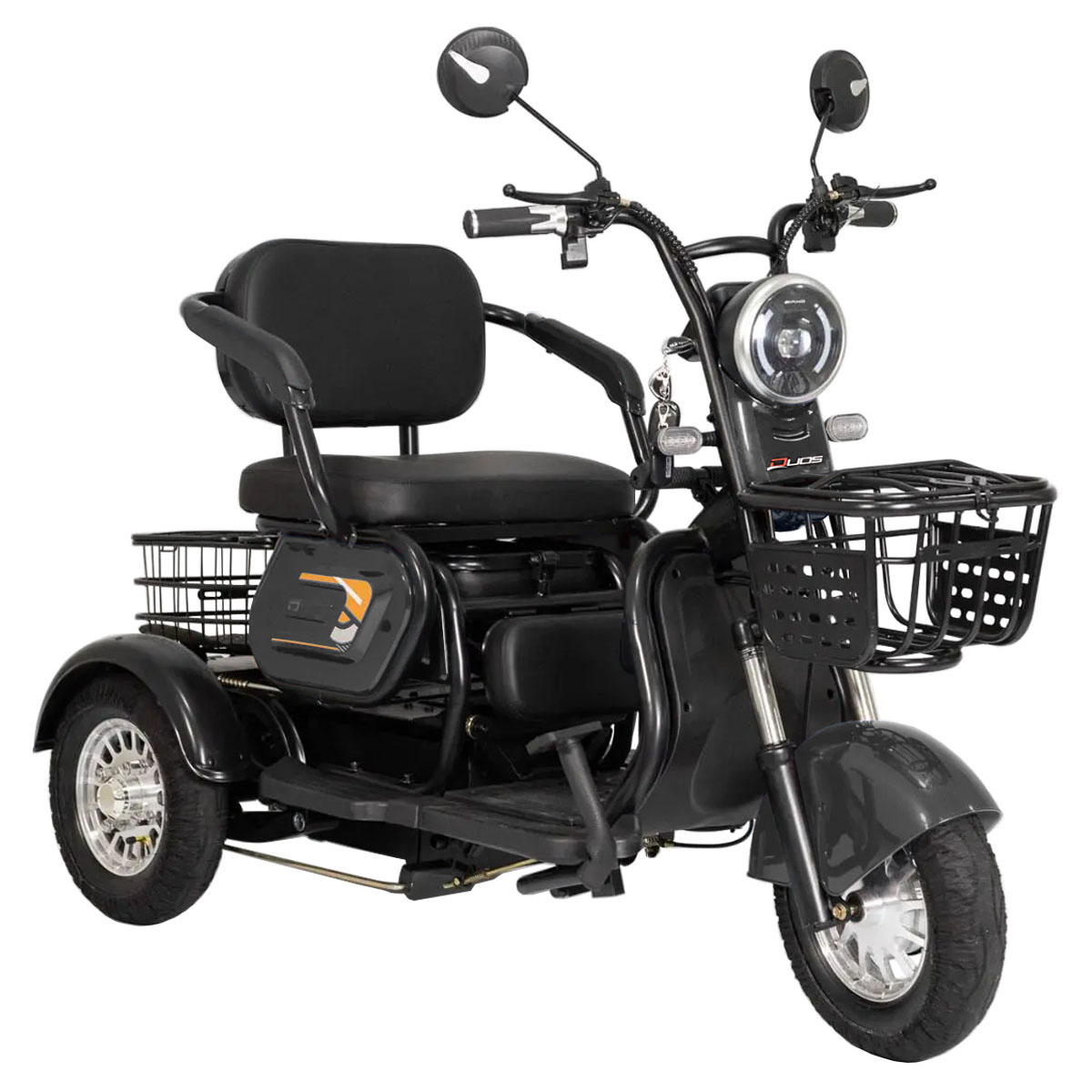 Triciclo Elétrico Duos Zube-350 500W Cinza Três Assentos