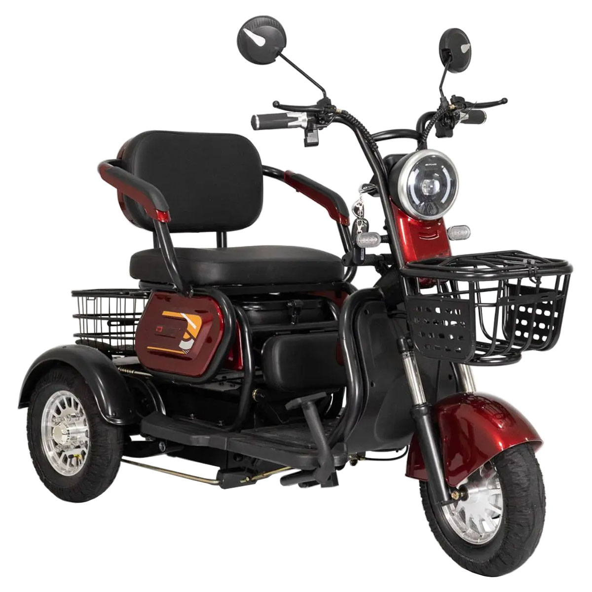 Triciclo Elétrico Duos Zube-350 500W Vermelho Três Assentos