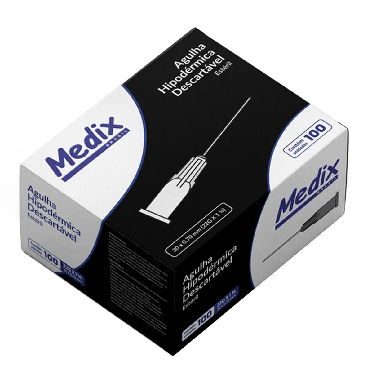 Agulha Hipodérmica Descartável Medix 30x0,70mm 100un