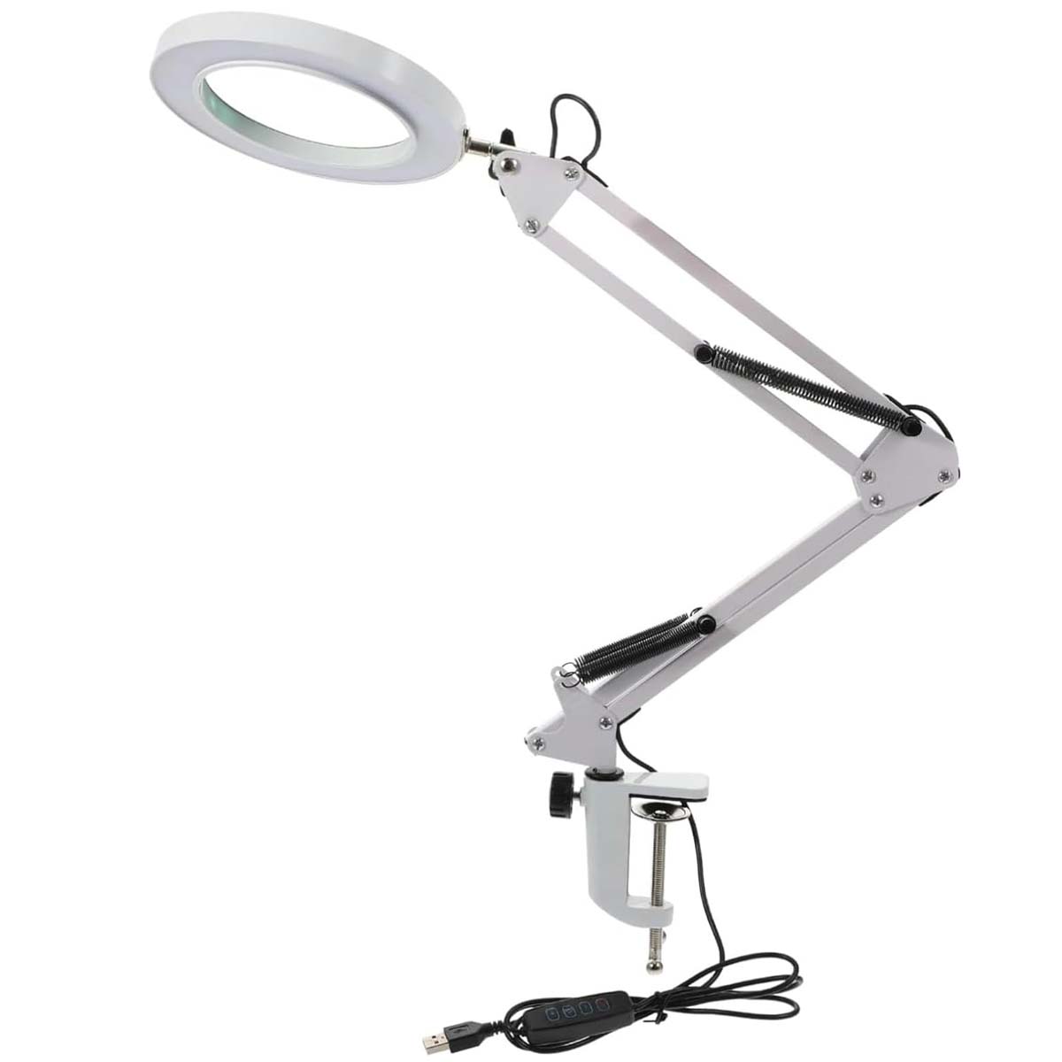 Luminária Led de Mesa Braço Giratório com Lupa 5X Branco