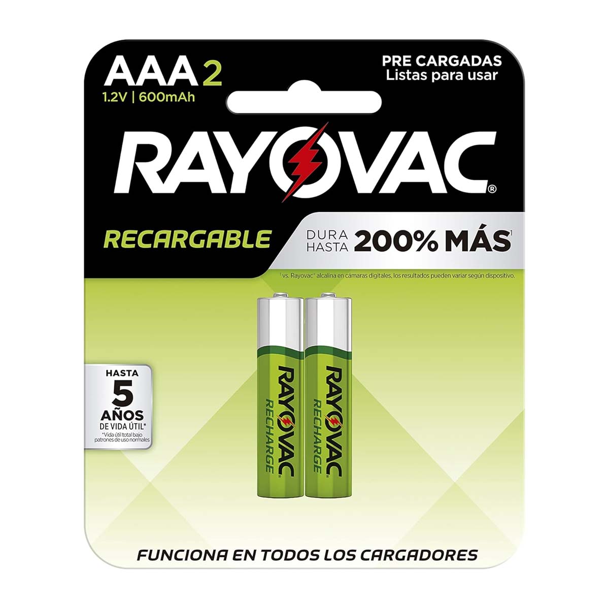Pilha Recarregável Rayovac AAA 1,2V 600mAh 2 Pilhas