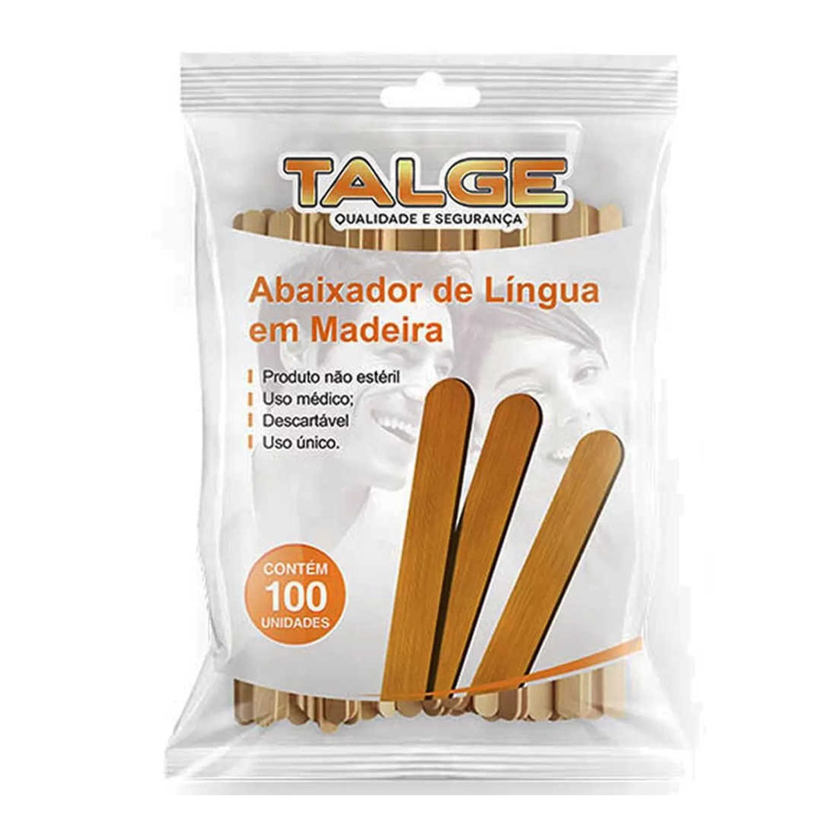 Palito Abaixador De Lingua Em Madeira 100 unidades Talge