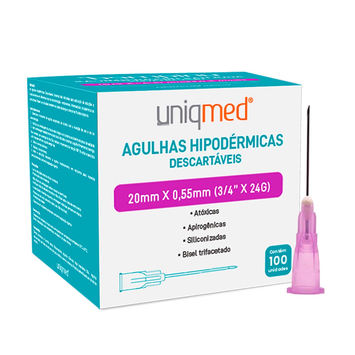 Agulha Hipodérmica 20 X 0,55mm (3/4 POL X 24G) Uniqmed