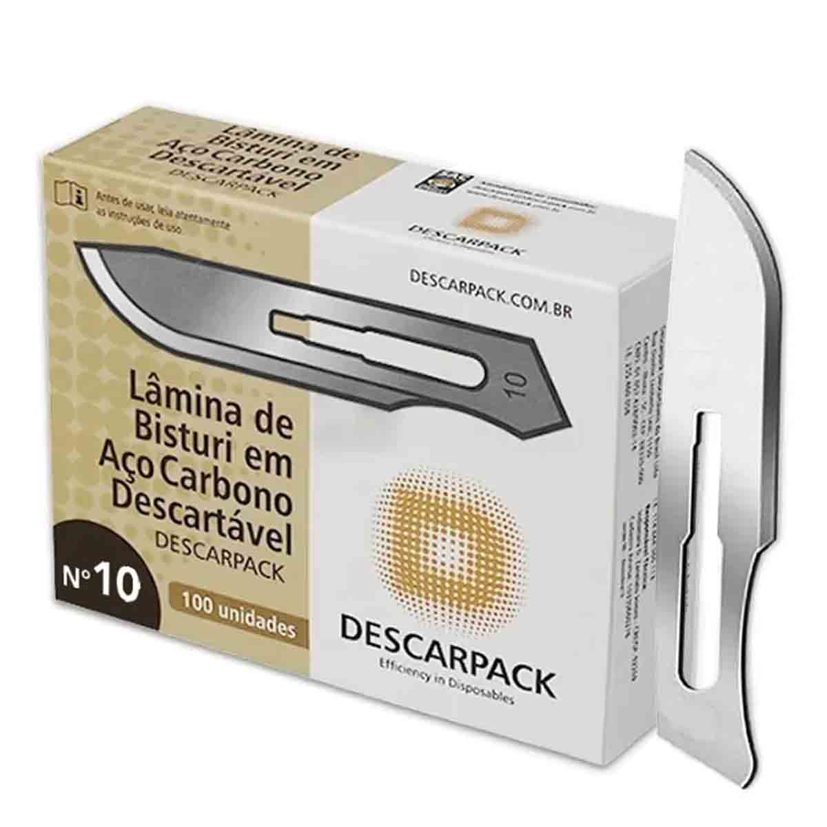 Lâmina de Bisturi Nº10 em Aço Carbono 100 Unid Descarpack