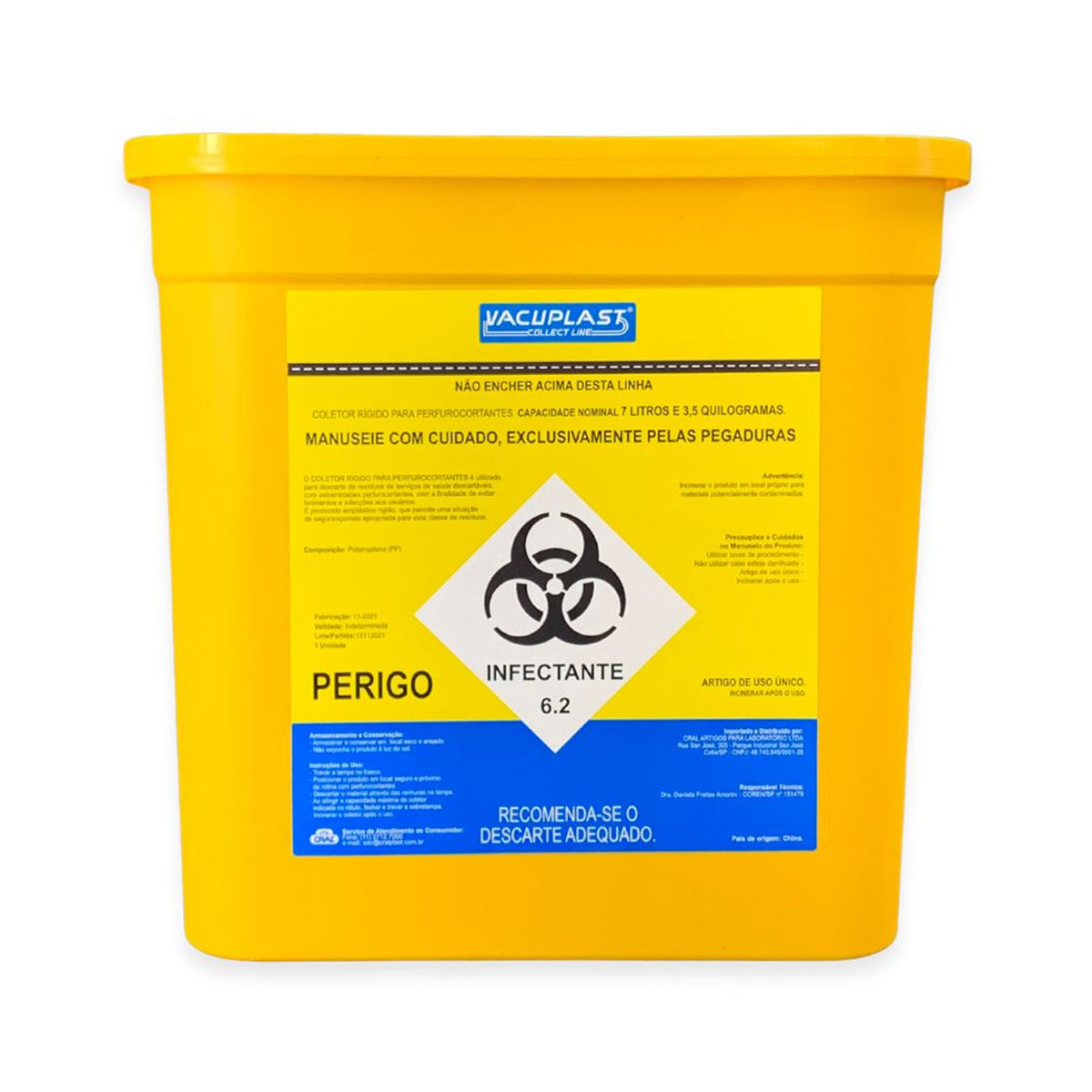 Coletor Para Material Perfurocortante 7L PVC