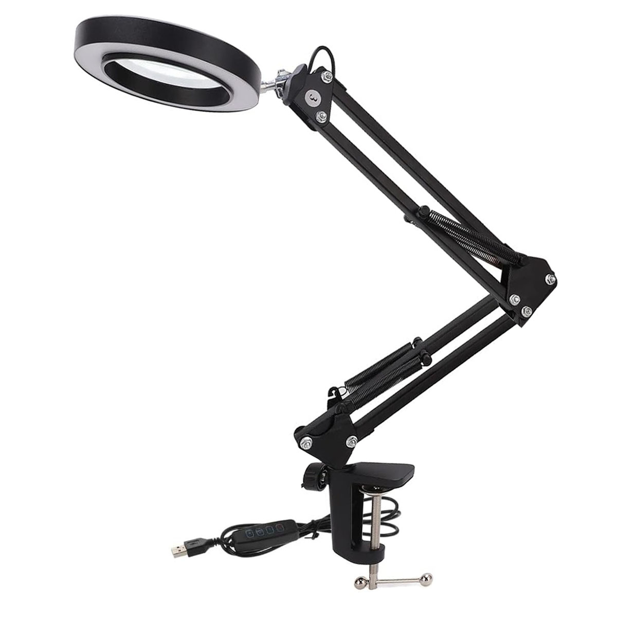 Luminária Led de Mesa Braço Giratório com Lupa 5X Preto