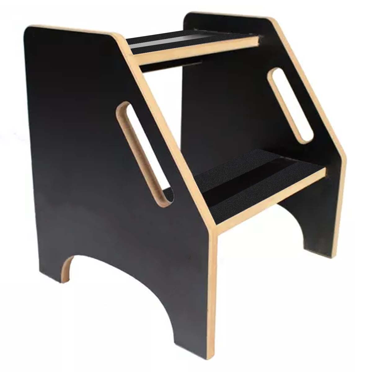 Escada Escadinha 2 Degraus Madeira Resistente Preto