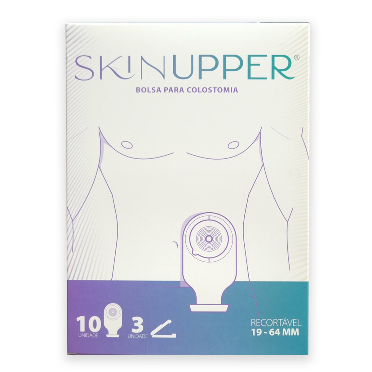 Bolsa Colostomia e Ileostomia Adulto Recortável 19MM/64MM Opaca 10und Skinupper
