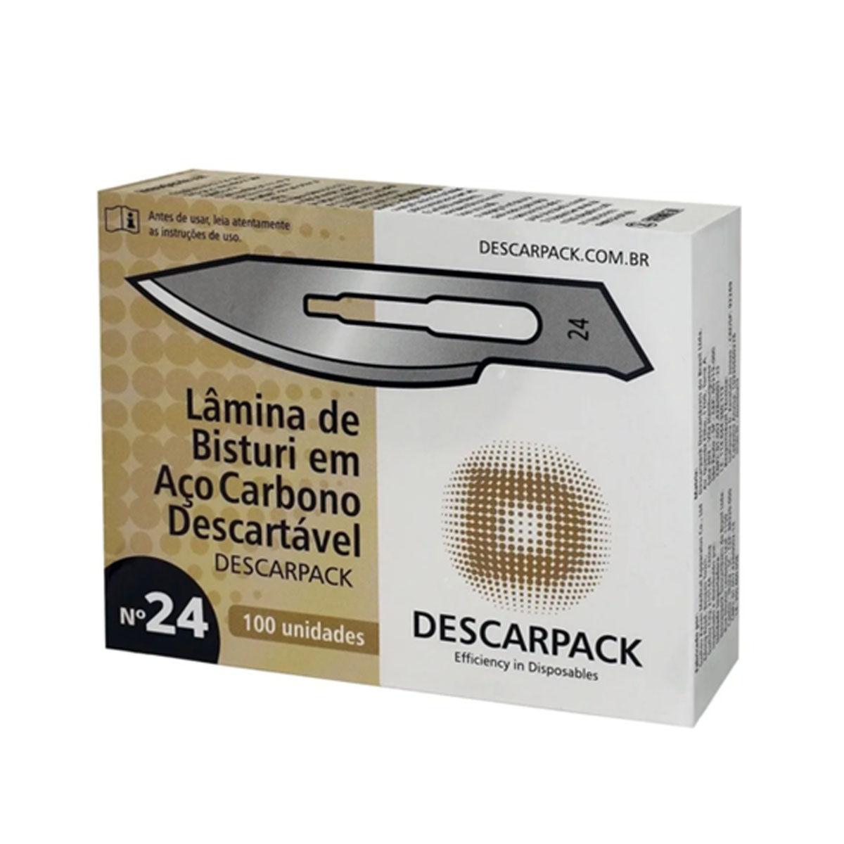 Lâmina de Bisturi Nº24 em Aço Carbono 100 Unid Descarpack