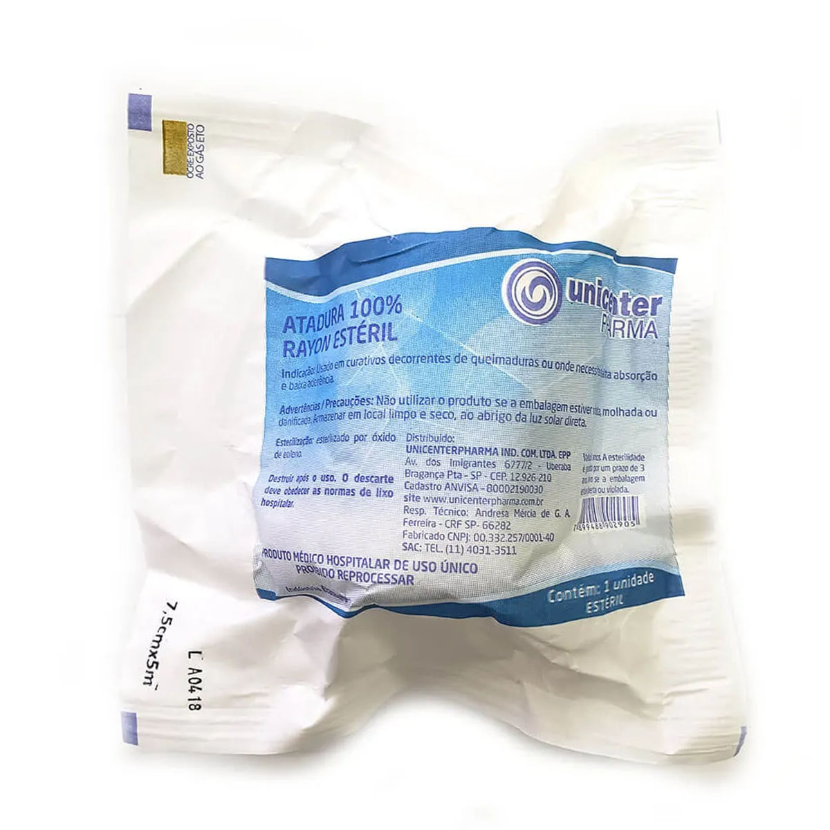Atadura Rayon 7,5CM X 5M Esteril Unicenter Pharma