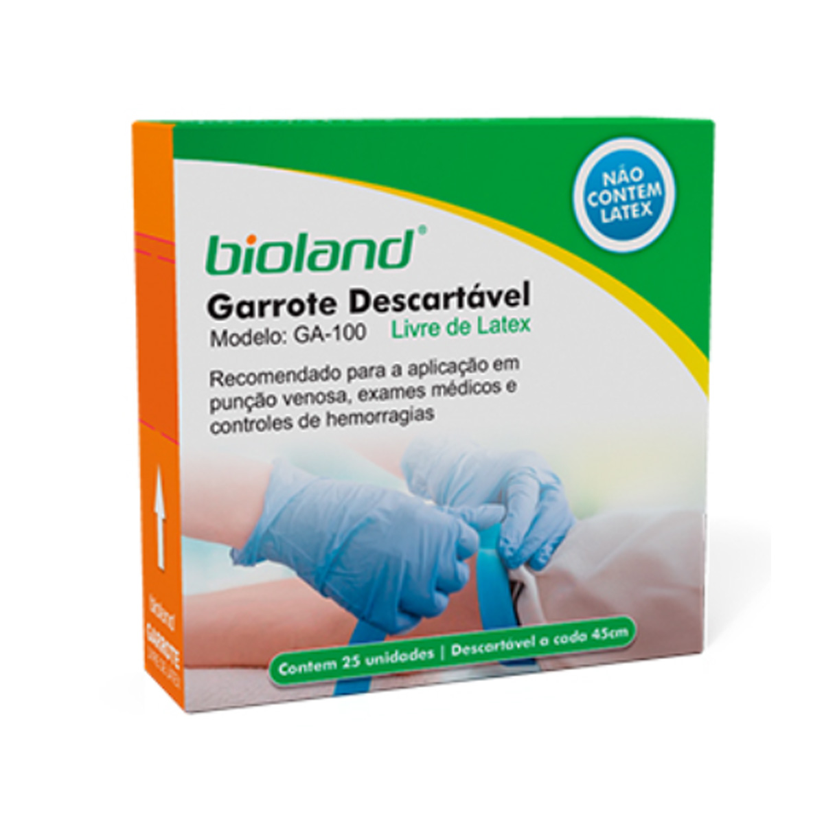 Garrote Descartável Sem Látex Azul Bioland 25und