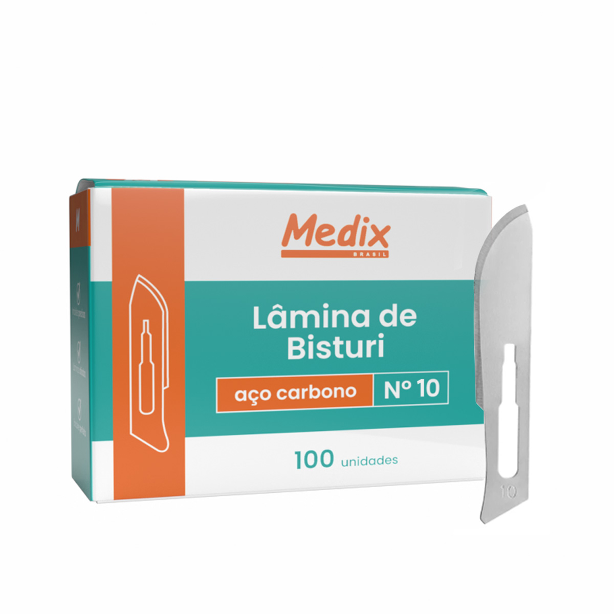 Lâmina de Bisturi Nº10 em Aço Carbono 100unid Medix