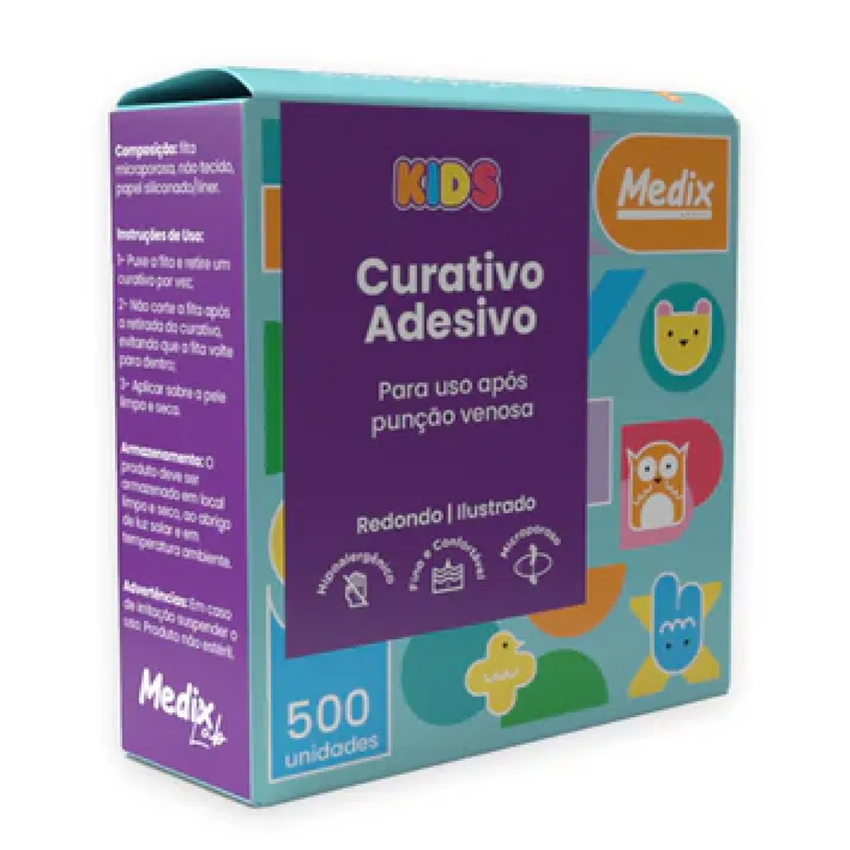 Curativo Adesivo Pós Coleta Kids 500 unidades Medix