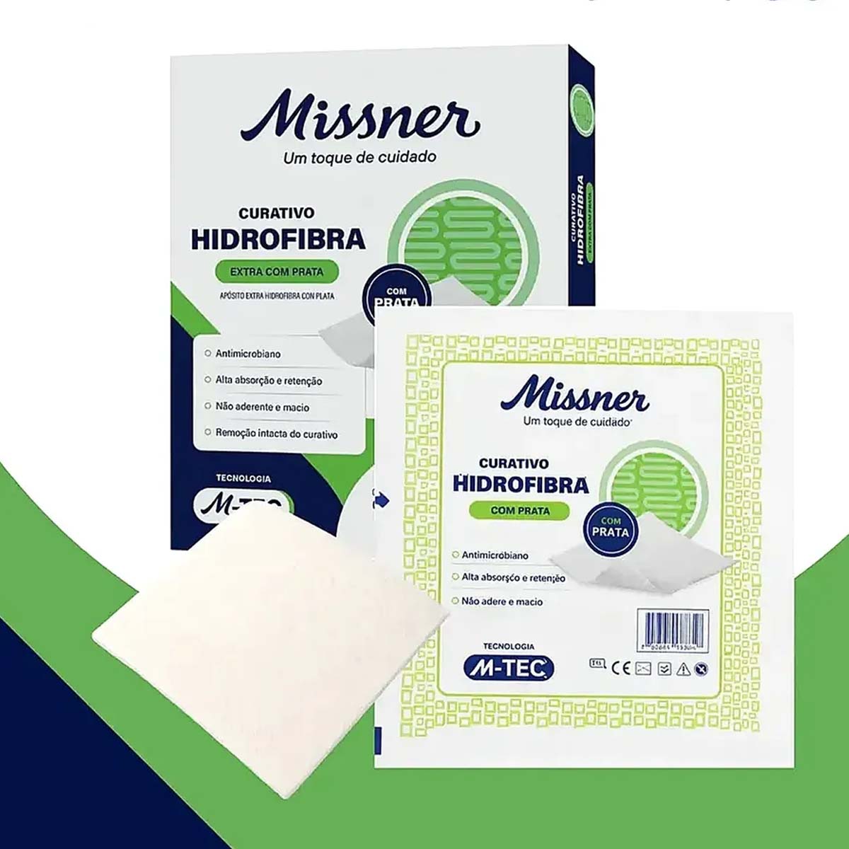 Curativo Hidrofibra Extra com Prata M-TEC 10cmX10cm 1un