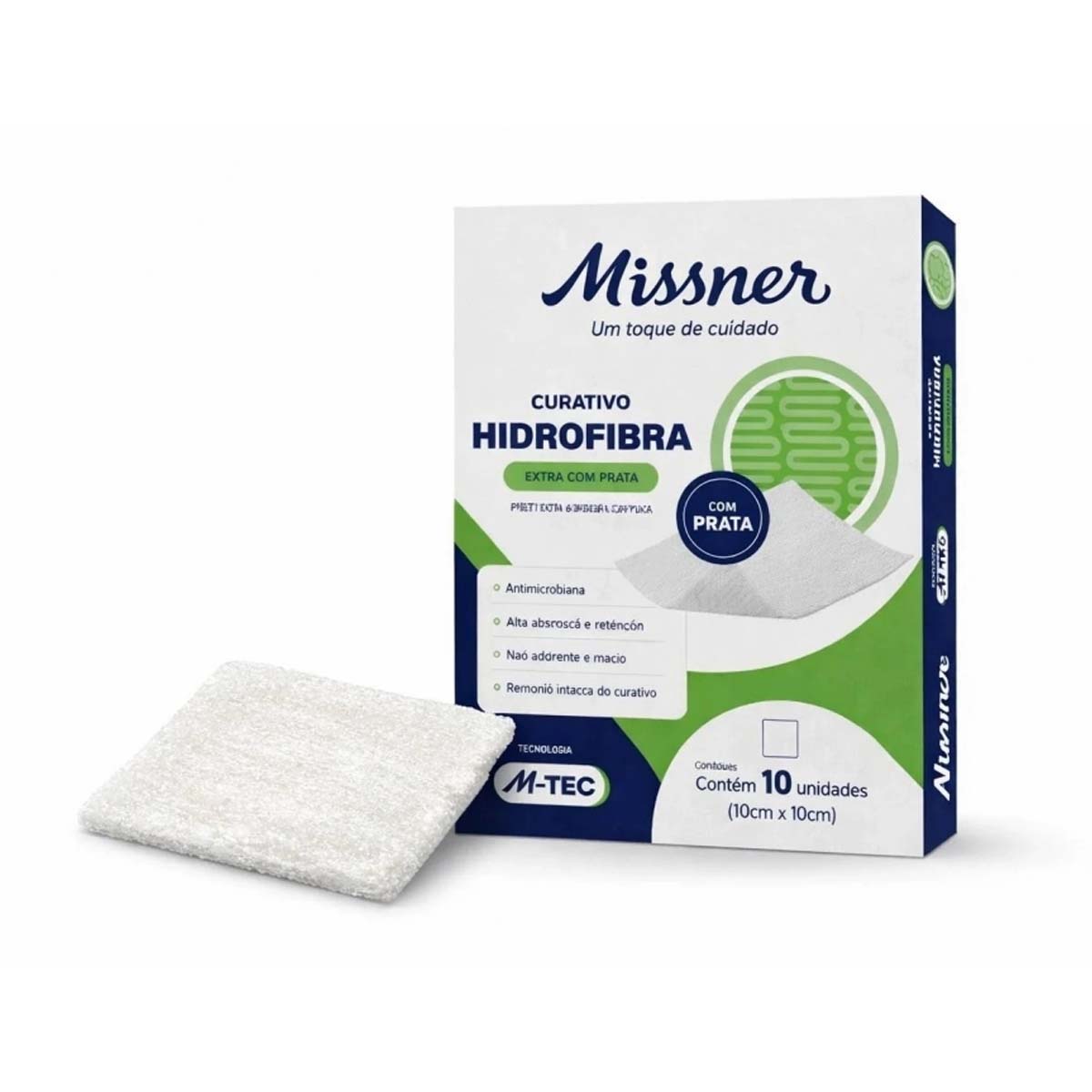 Curativo Hidrofibra Extra com Prata M-TEC 10cmX10cm 1un