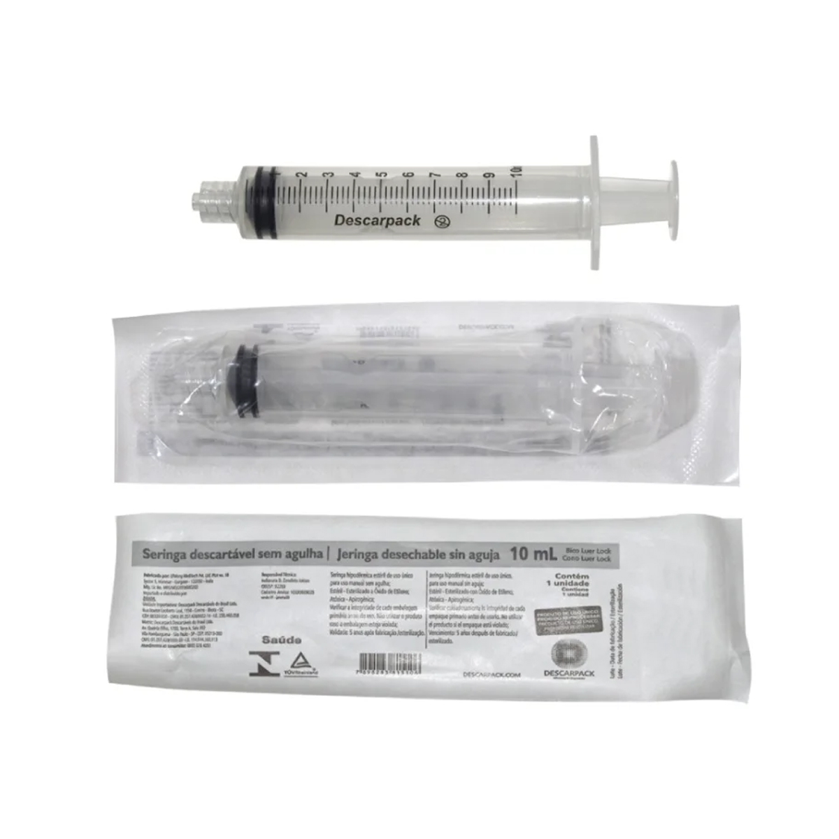 Seringa S/ Agulha 10 ML Luer Lock Descarpack