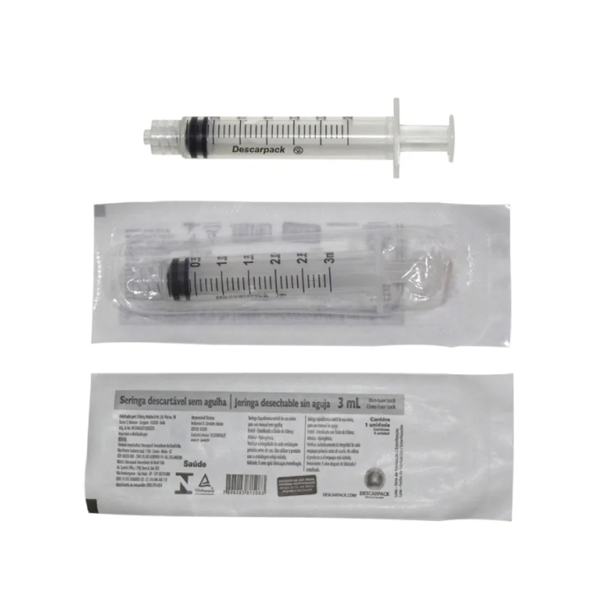 Seringa S/Agulha 3ML Luer Lock Descarpack 100 unidades