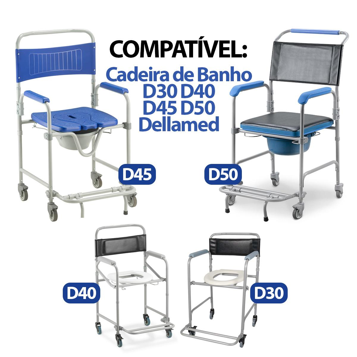 Rodízio para Cadeira de Banho D30 D40 D45 D50 Preto Dellamed
