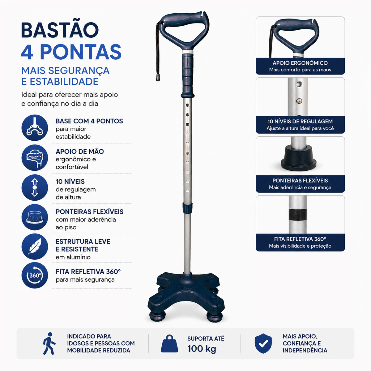 Bengala 4 Pontas Azul Escuro Mercur BC1566 