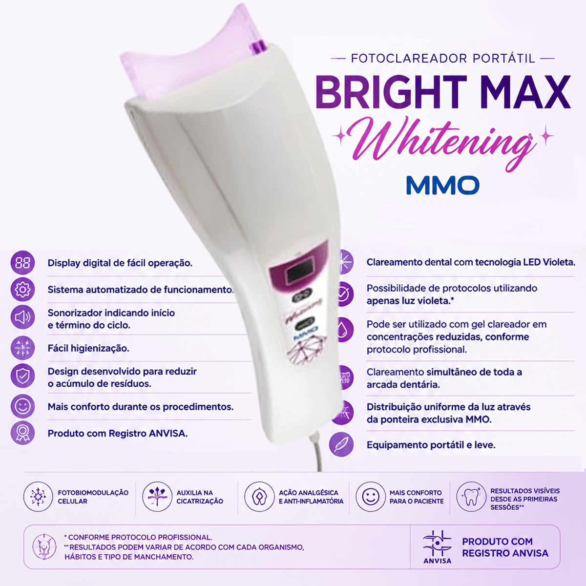Fotoclareador Portátil Bright Max Whitening com Suporte