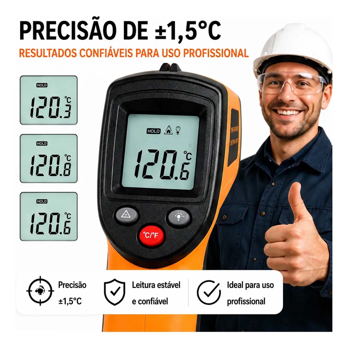Termômetro Digital Infravermelho Laser para Atividades Diversas
