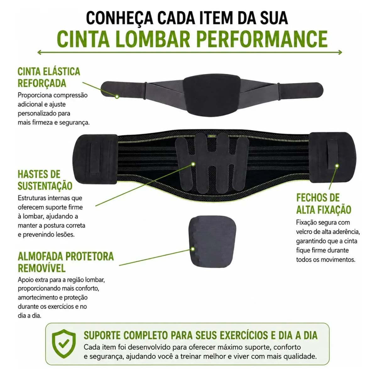 Cinta Lombar Performance com Hastes Mercur