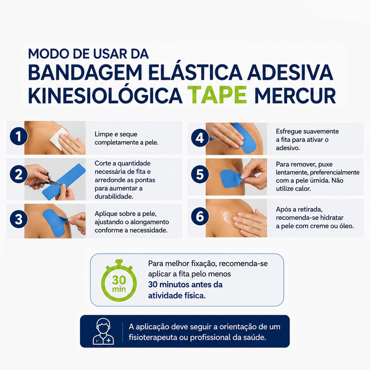 Bandagem Elástica Adesiva Kinesiológica Tape Mercur