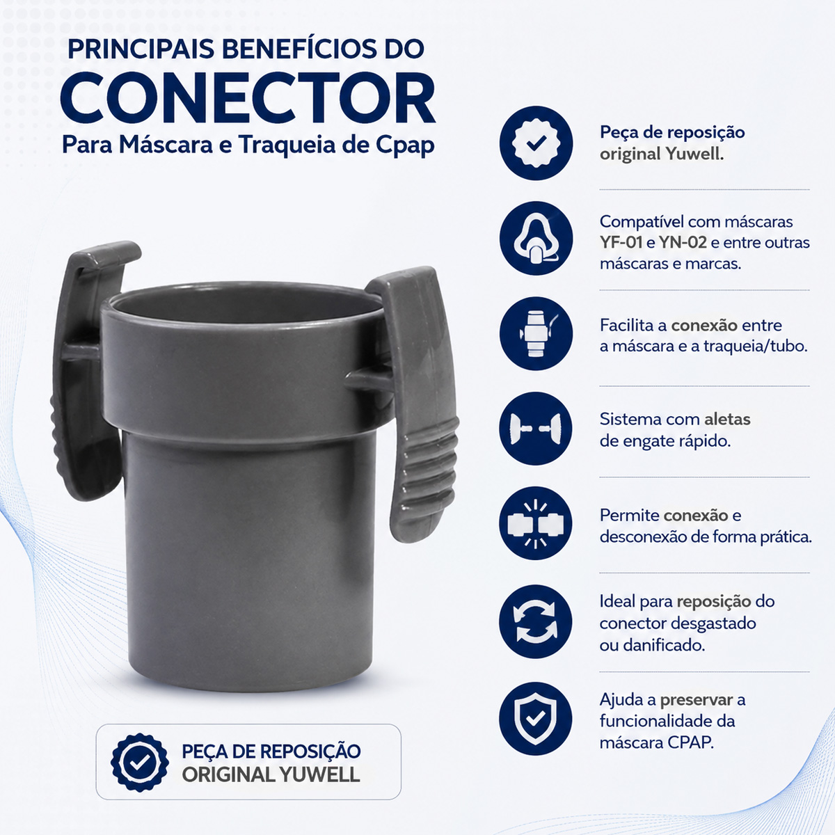 Conector para Máscara e Traqueia de Cpap Yuwell
