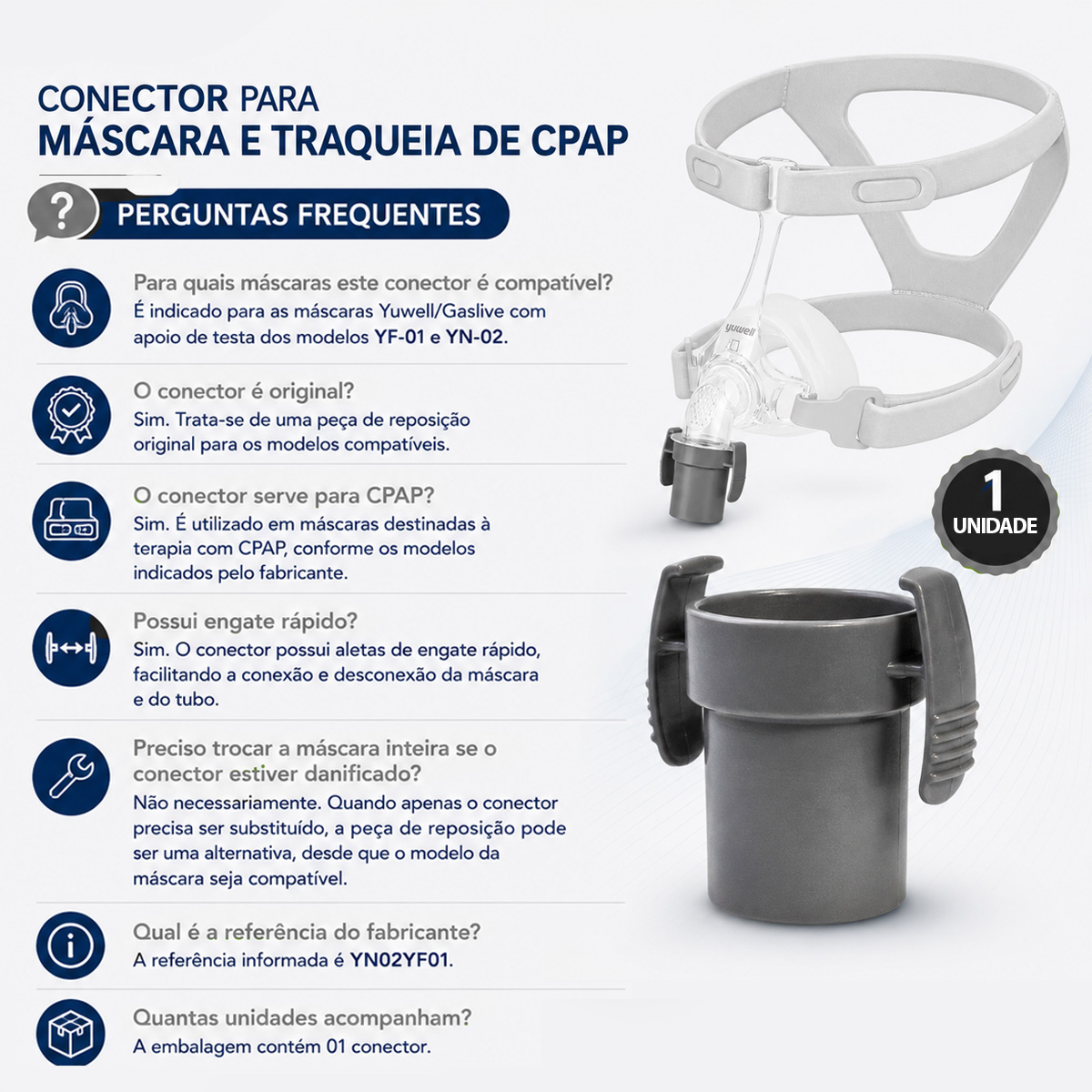 Conector para Máscara e Traqueia de Cpap Yuwell