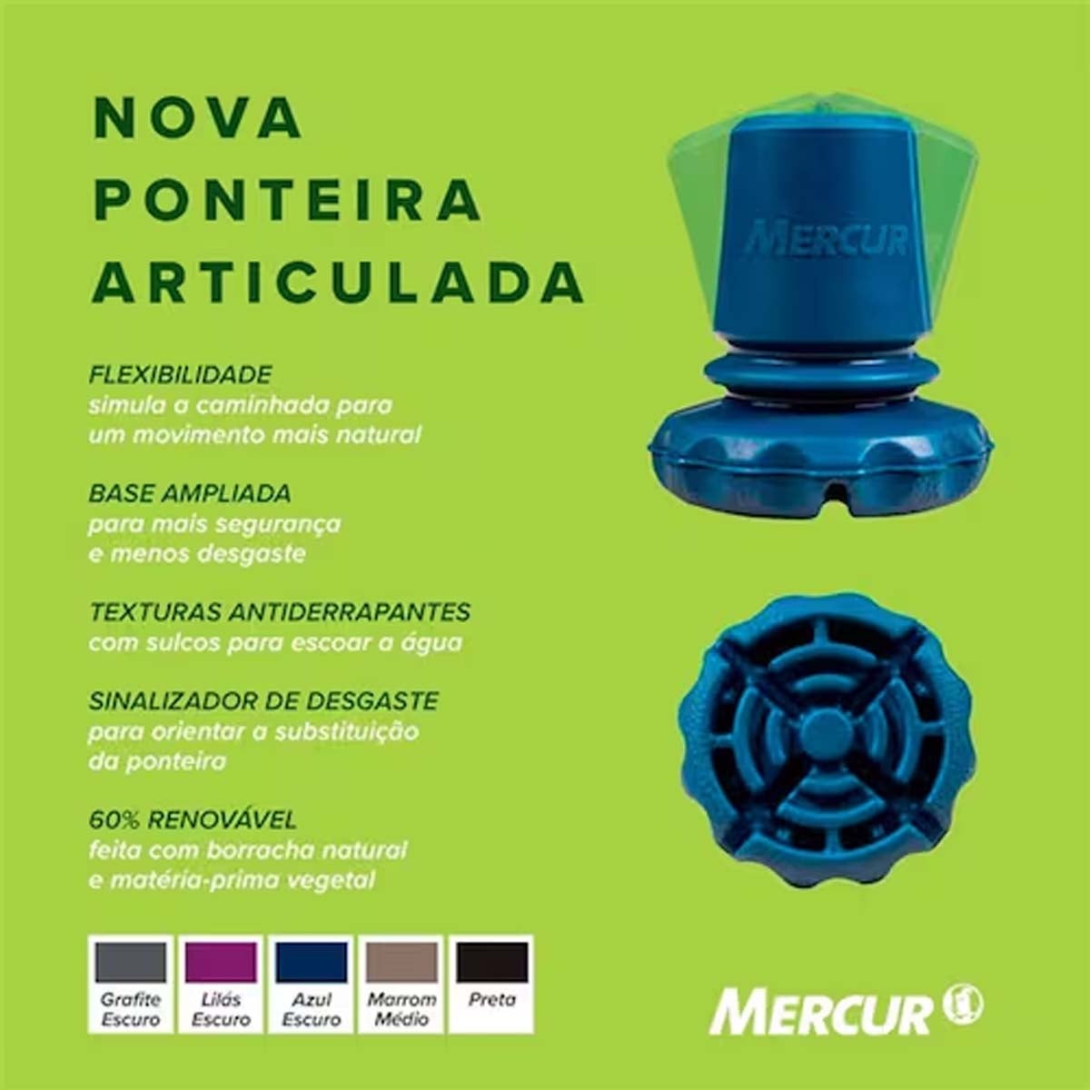 Ponteira Articulada para Muleta 7/8 Mercur Par Cinza