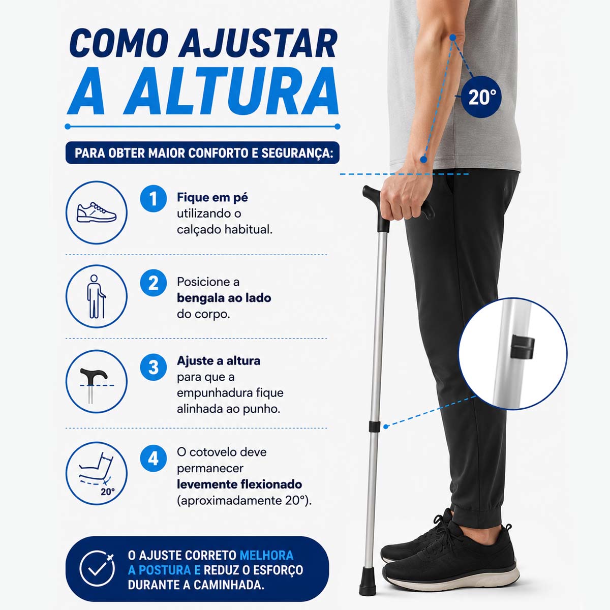 Bengala Ajustável Tipo T Fosco Pop Sequencial