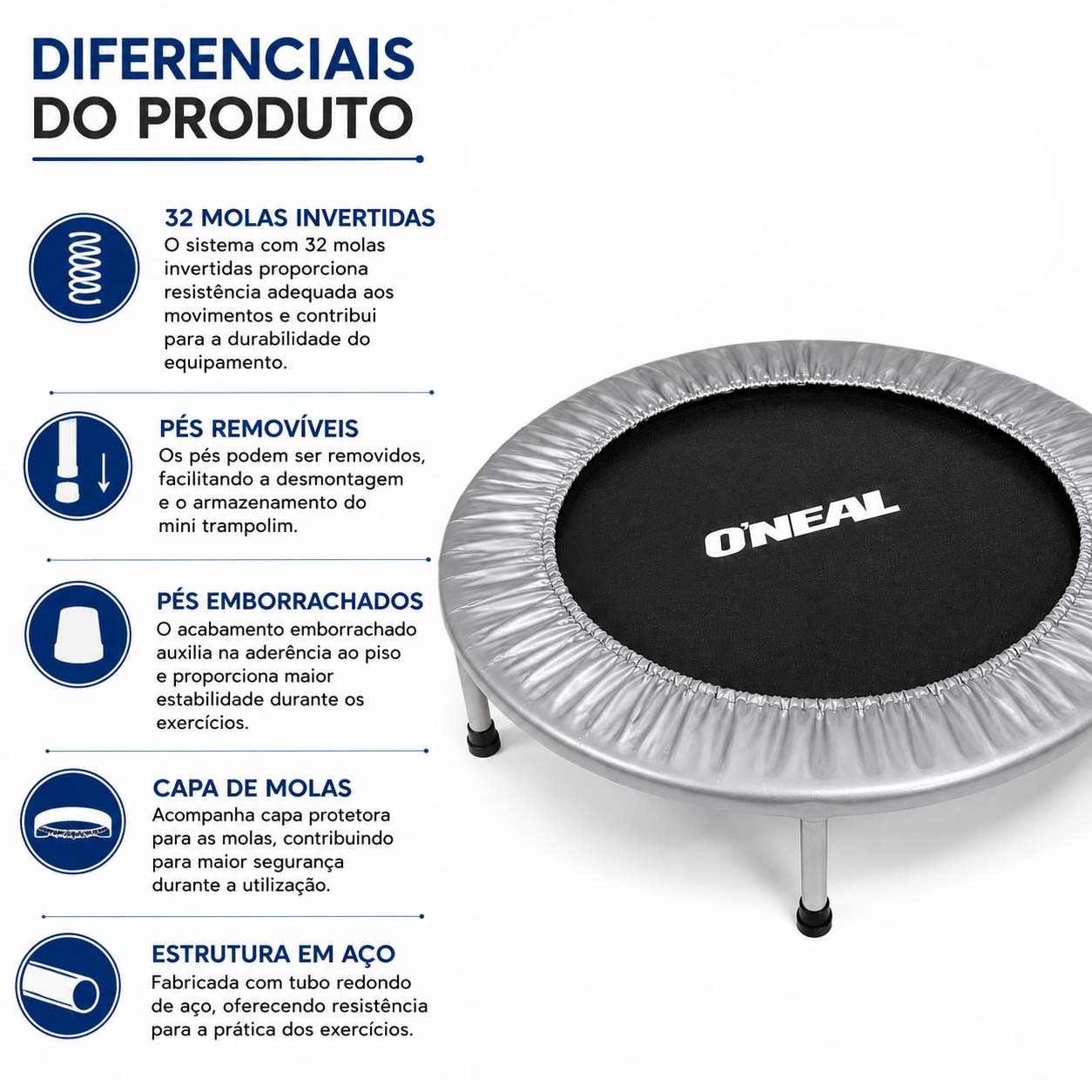 Cama Elástica Mini Trampolim 32 Molas Oneal com Capa