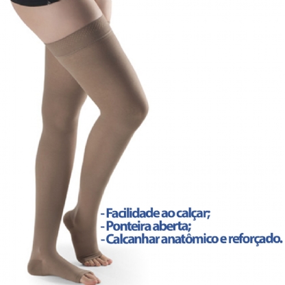 Meia Sigvaris Basic 20-30mmhg Meia Coxa Ponteira Aberta