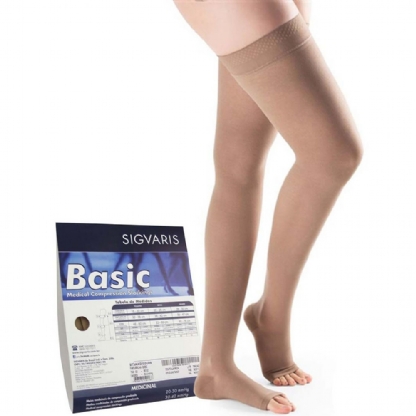 Meia Sigvaris Basic 20-30mmhg Meia Coxa Ponteira Aberta