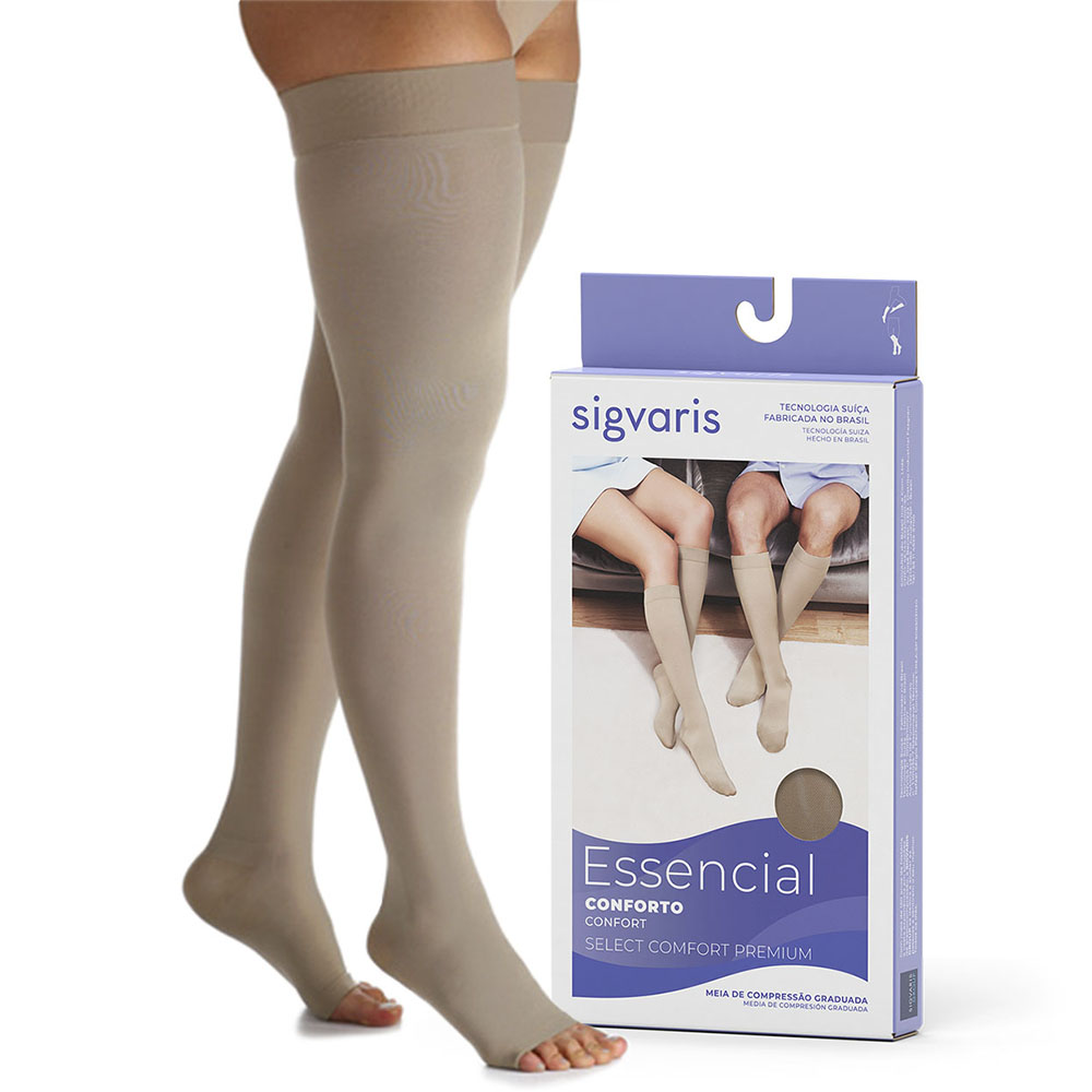 Meia Sigvaris Comfort Premium 20-30mmhg Meia Coxa Ponteira Aberta