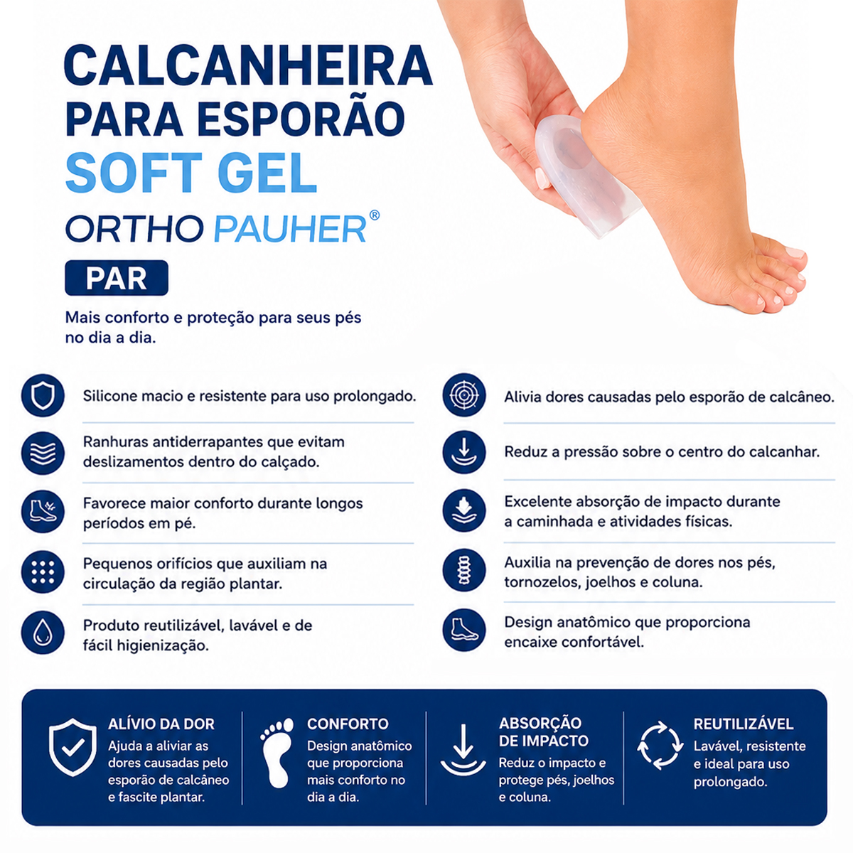Calcanheira Anti-Impacto Soft Gel Ortho Pauher Par