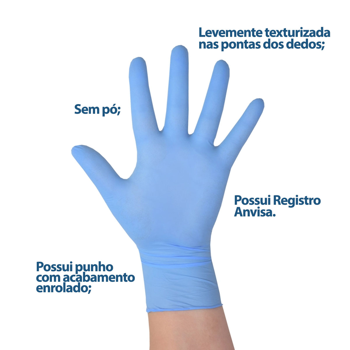 Luva Nitrílica de Procedimento Não Cirúrgico Medix 100UN Azul