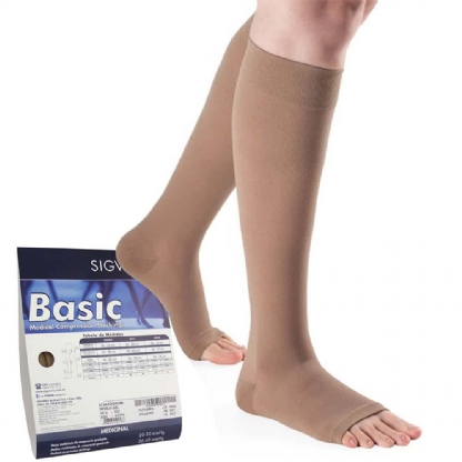 Meia Sigvaris Basic 20-30mmhg Panturrilha Ponteira Aberta