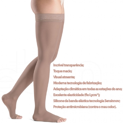 Meia Sigvaris Ever Sheer 20-30mmhg Meia Coxa Ponteira Aberta 