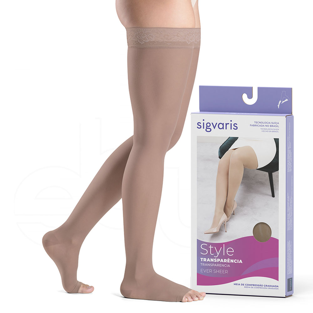 Meia Sigvaris Ever Sheer 20-30mmhg Meia Coxa Ponteira Aberta 