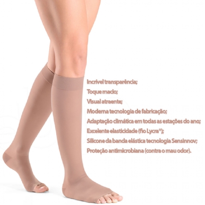 Meia Sigvaris Ever Sheer 20-30mmhg Panturrilha Ponteira Aberta 
