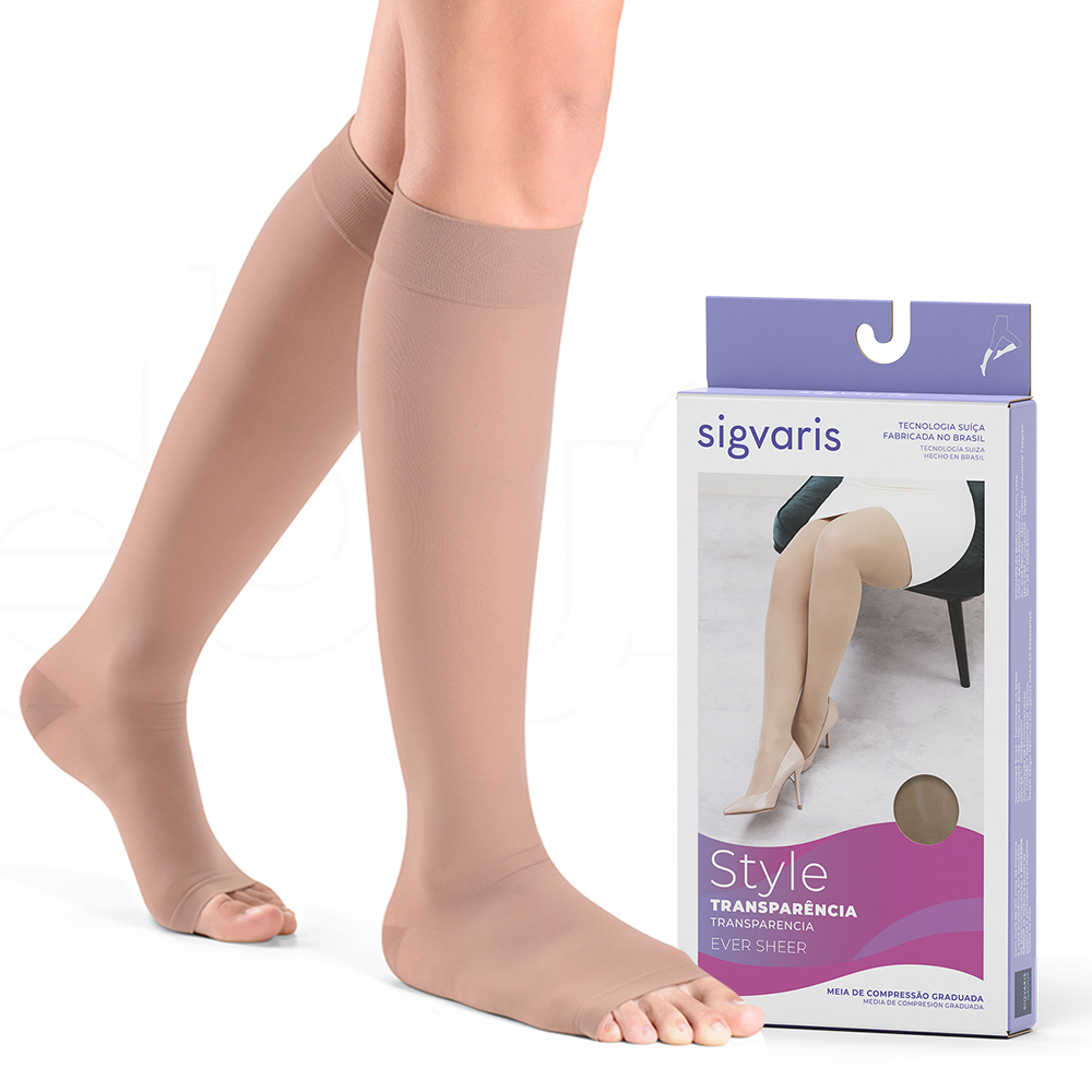 Meia Sigvaris Ever Sheer 20-30mmhg Panturrilha Ponteira Aberta 