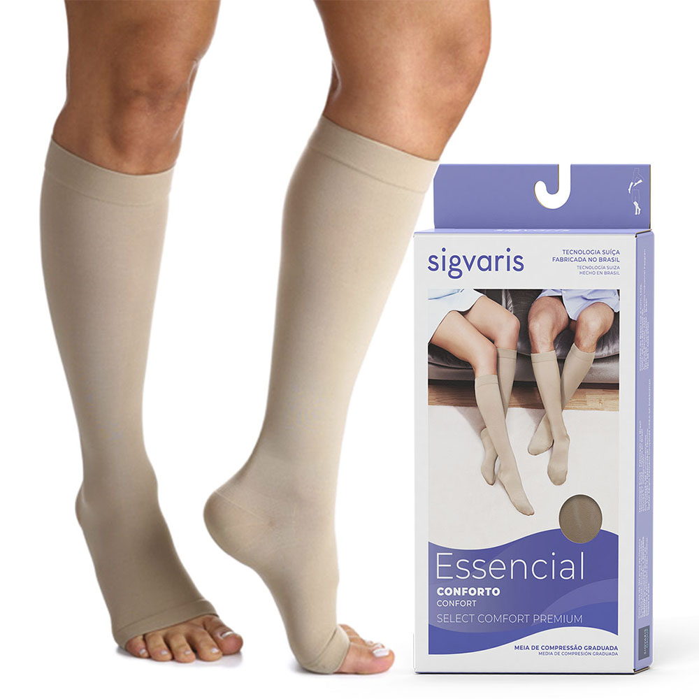 Meia Sigvaris Comfort Premium 20-30mmhg Panturrilha Ponteira Aberta 