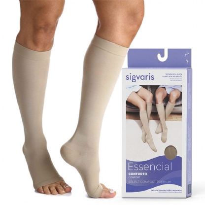 Meia Sigvaris Comfort Premium 20-30mmhg Panturrilha Ponteira Aberta 
