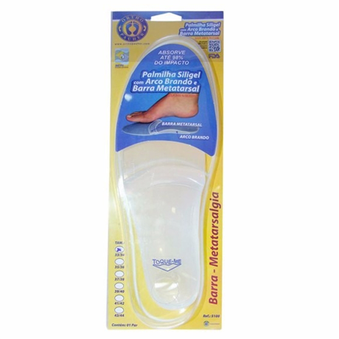 Palmilha de Silicone Ortho Pauher Siligel Com Arco e Barra Metatarsal 5100