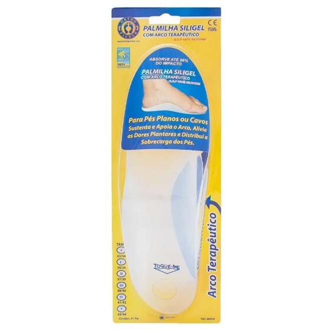 Palmilha de Silicone Ortho Pauher Siligel Com Arco Terapêutico Adulto 8000A